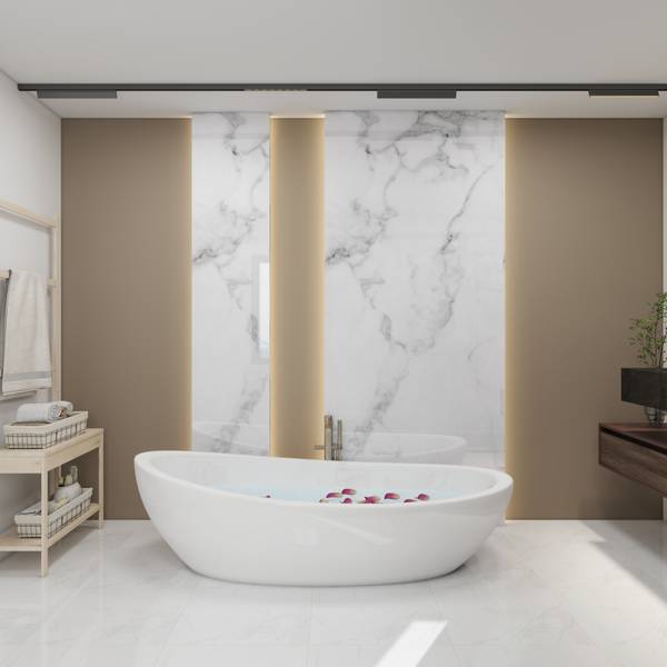 Duschrückwandset Bladel 4-er Set Weiß - Polyester PVC - 60 x 120 x 60 cm