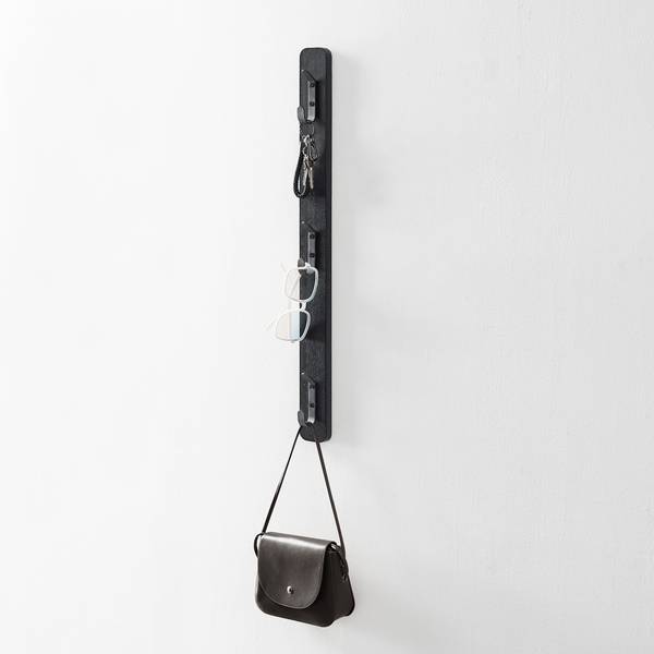 Wandgarderobe Schwarz - Holzwerkstoff - Metall - 6 x 67 x 2 cm