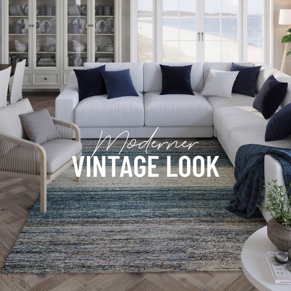 Läufer Hamptons TWENTYFOUR Blau - Grau - Polyester - 80 x 1 x 230 cm