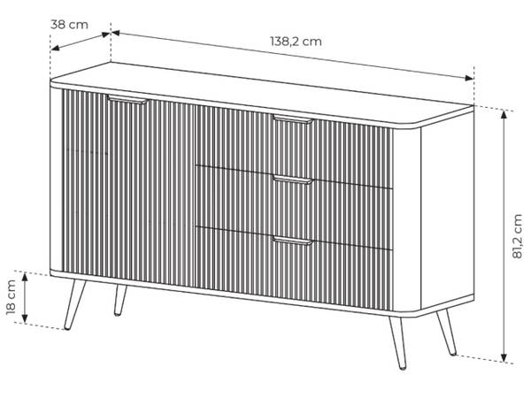 Kommode LATINA Breite: 138 cm - Schwarz