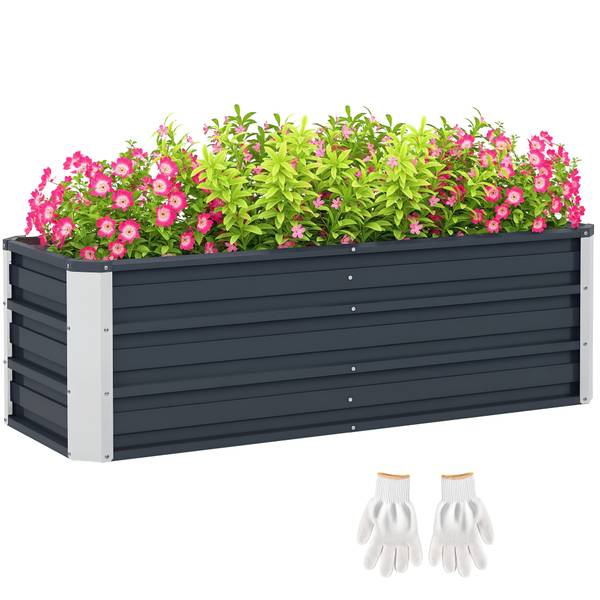 Hochbeet Gartenbeet 643CG Grau - Metall - 125 x 44 x 47 cm