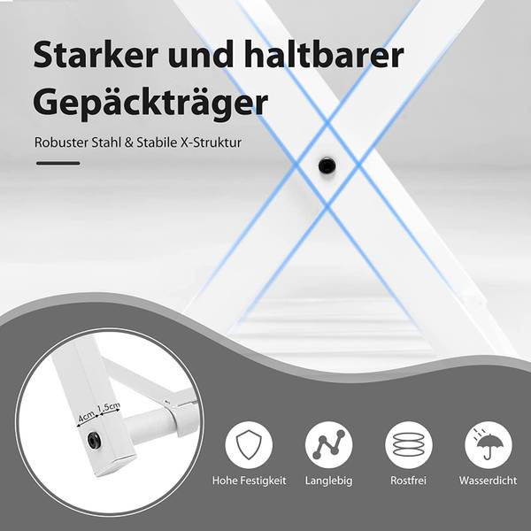 2er Set Kofferständer klappbar Weiß - Metall - 43 x 58 x 68 cm