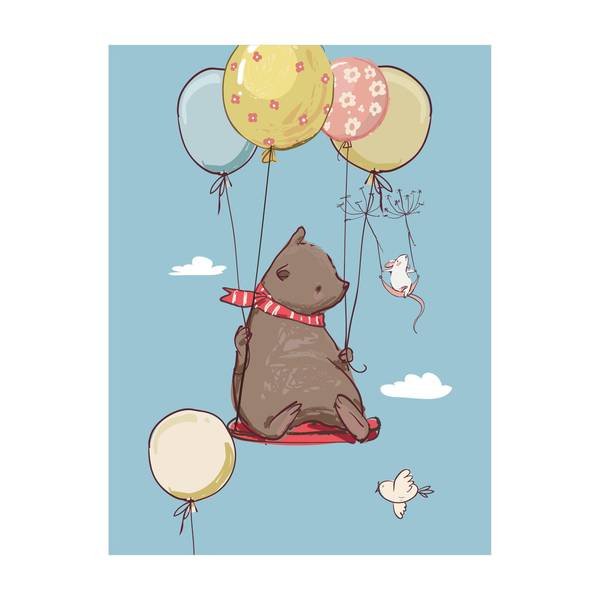 Bär und Maus fliegen 45 x 60 cm