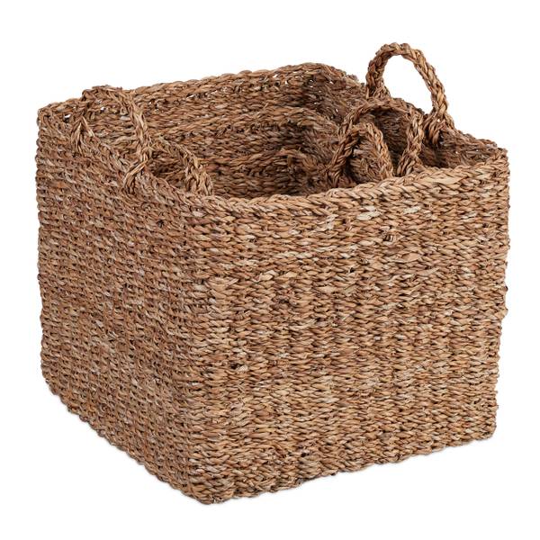 Lot De 4 Paniers De Rangement Relaxdays En Zostère Aspect Tressé 30x30x30 Cm - Nature