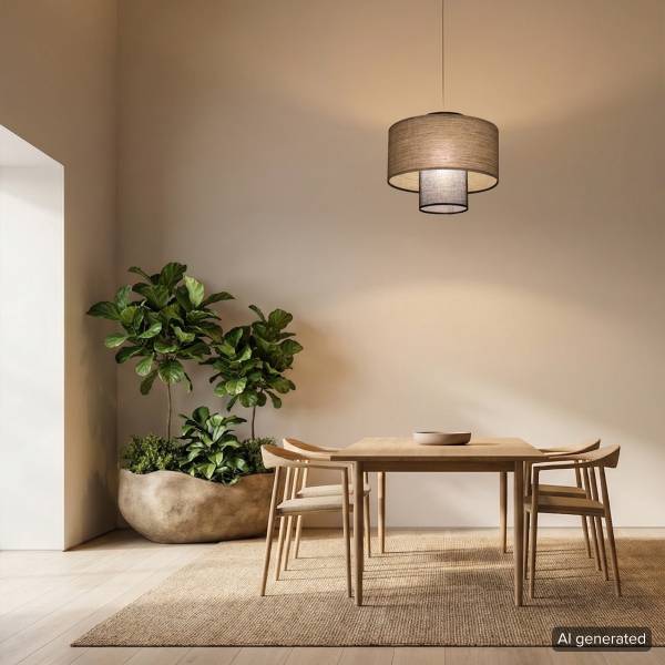 Hängeleuchte Twin Beige - Schwarz