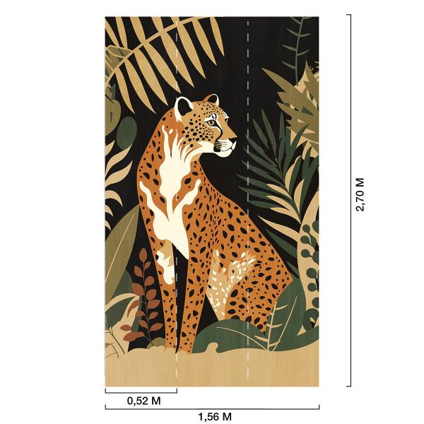 Papier peint, panthère Orange - Papier - 156 x 270 x 1 cm