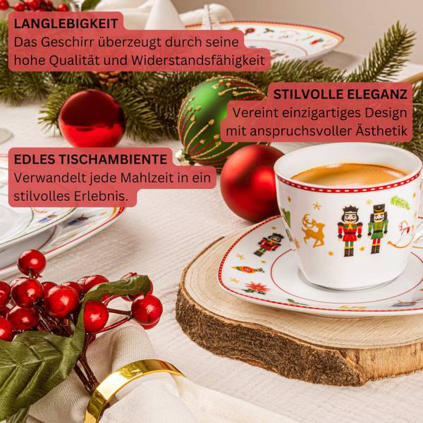 Kaffeetassen Bilgola Nussknacker 12 tlg Weiß - Porzellan - 46 x 28 x 46 cm
