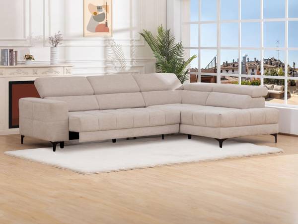 Relaxsofa MONISO Beige - Textil - 212 x 75 x 298 cm