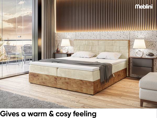 Boxspringbett Lofty 9 Beige - H4 - Liegefläche Breite: 180 cm