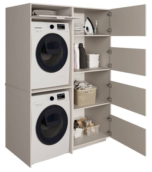 Badezimmermöbel-Set HOLV Grau - Stahl - Melamin - 135 x 200 x 66 cm