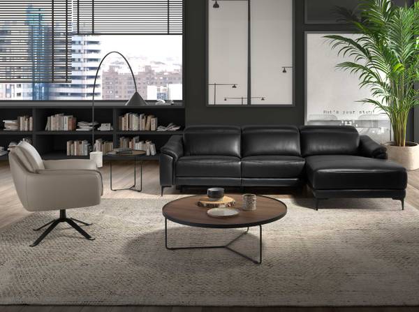 Dunkelgrauer Leder-Drehsessel Grau - Kunstleder - Edelstahl - 77 x 90 x 74 cm