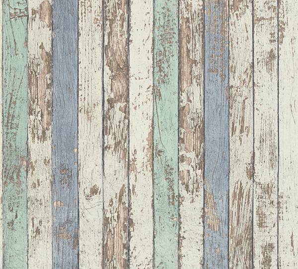 Vliestapete Elements 2 Holzoptik Blau - Braun - Weiß - Fleece - 53 x 1005 x 1 cm