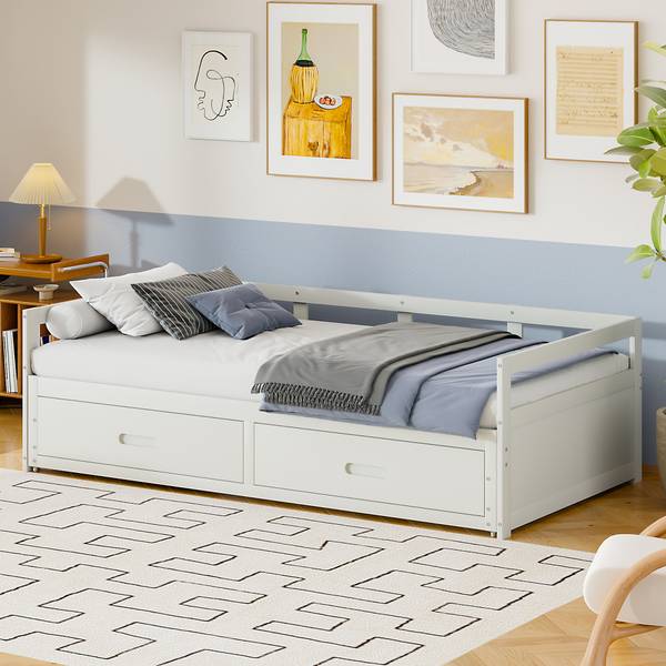 Slaapbank Woody Ⅱ wit - grenenhout - 184 x 60 x 205 cm