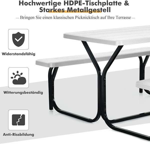 Bierzeltgarnitur OP3499 Weiß - Eisen
