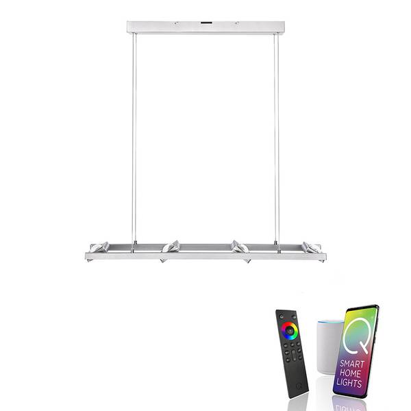 LED Pendellampe Q-FISHEYE Smart Home Silber - Aluminium - 17 x 120 x 99 cm