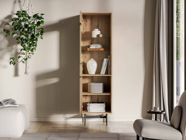 Vitrine HEGGERS Braun - Aluminium - Melamin - 55 x 170 x 40 cm