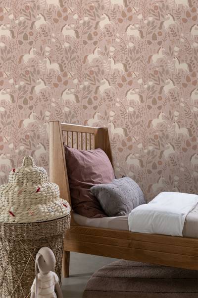 papier peint licornes 7459 Rose foncé - Polaire - 53 x 1005 x 53 cm