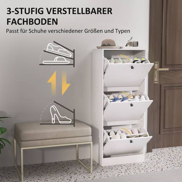 Schuhschrank 837-561V90WT Weiß - Holzwerkstoff - 28 x 115 x 47 cm