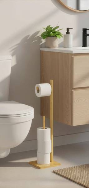 Toilettenpapierhalter ANNI Beige - Holz teilmassiv - 19 x 71 x 19 cm