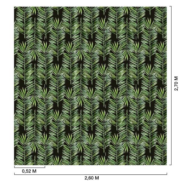 Tapete palmblätter Grün - Papier - 260 x 270 x 1350 cm