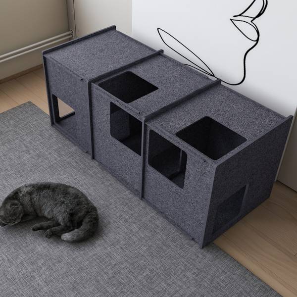 Maison pour chat 2985 Bleu - Textile - 45 x 100 x 45 cm