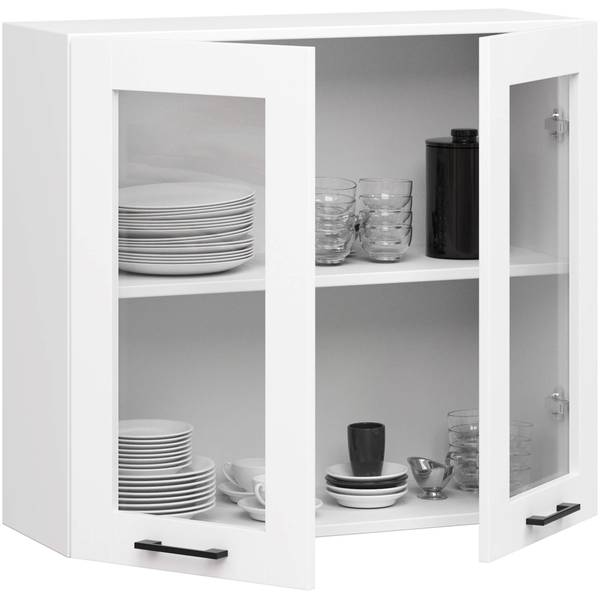 Küchenvitrine OLIWIA Weiß - Klarglas - 80 x 72 x 31 cm