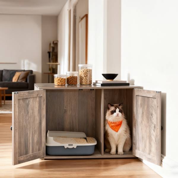 Kattenkast kattenbak grijs