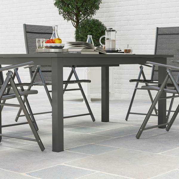 Gartentisch BB5356 Grau - Metall - 90 x 73 x 220 cm
