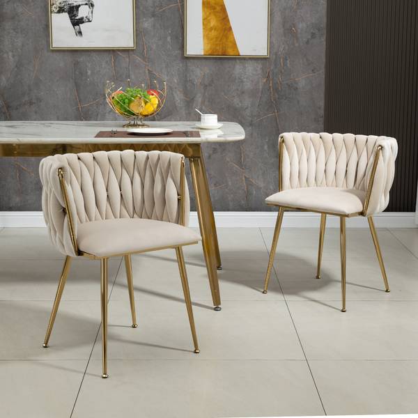 Esszimmerstühle-B2398 2er-Set Beige - Metall - 52 x 72 x 54 cm