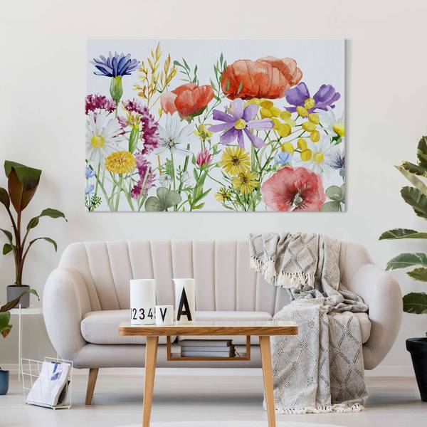 Akustikbild Aquarellierte Blumen 210 x 140 cm