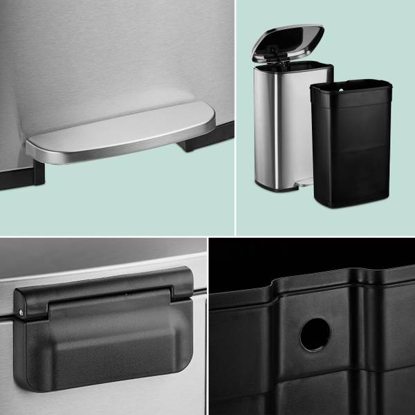 Mülleimer Küche 50 Liter Schwarz - Silber