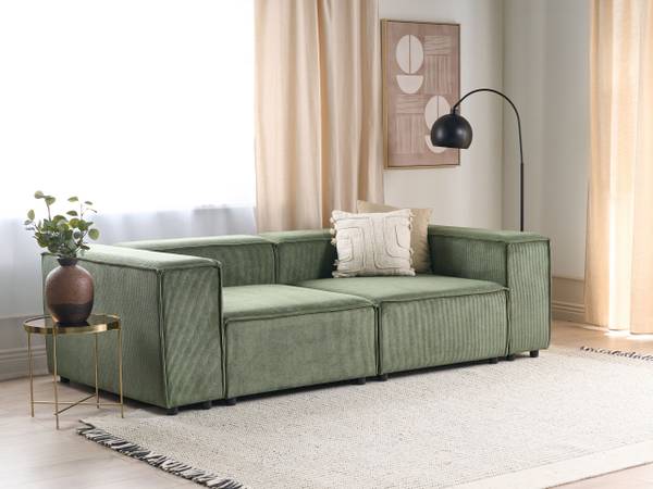 2-Sitzer Sofa APRICA Schwarz - Grün - Naturfaser - 240 x 68 x 119 cm
