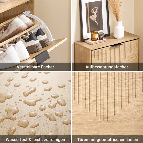 Étagère à chaussures 2 portes FSR200-N Marron - Bois manufacturé - 60 x 88 x 24 cm