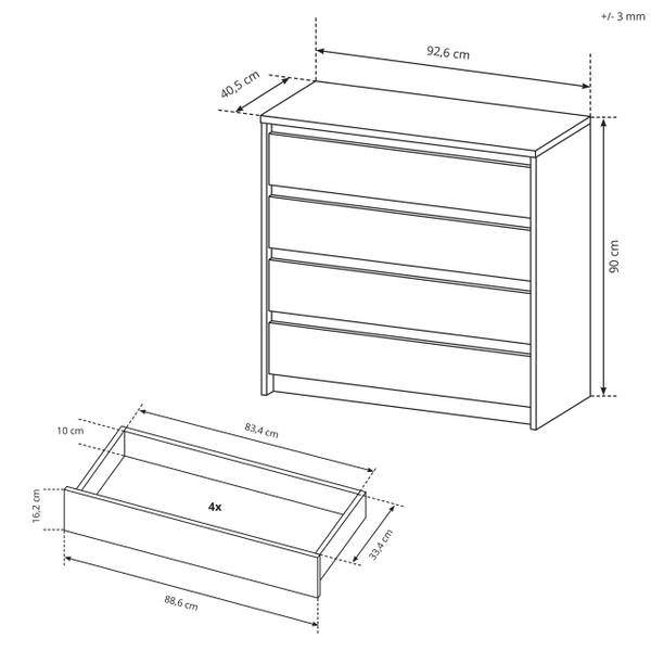 Kommode CELEO Orange - Holzwerkstoff - 93 x 90 x 40 cm