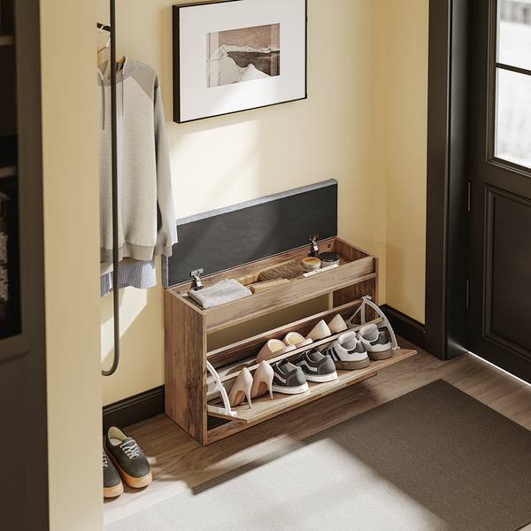 Schuhbank FSR218-F Braun - Holzwerkstoff - Textil - 24 x 53 x 75 cm