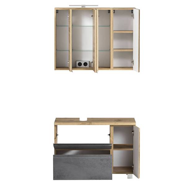 Badmöbel-Set VASTO-03-31 5er-Set Grau - Holzwerkstoff - 245 x 200 x 35 cm