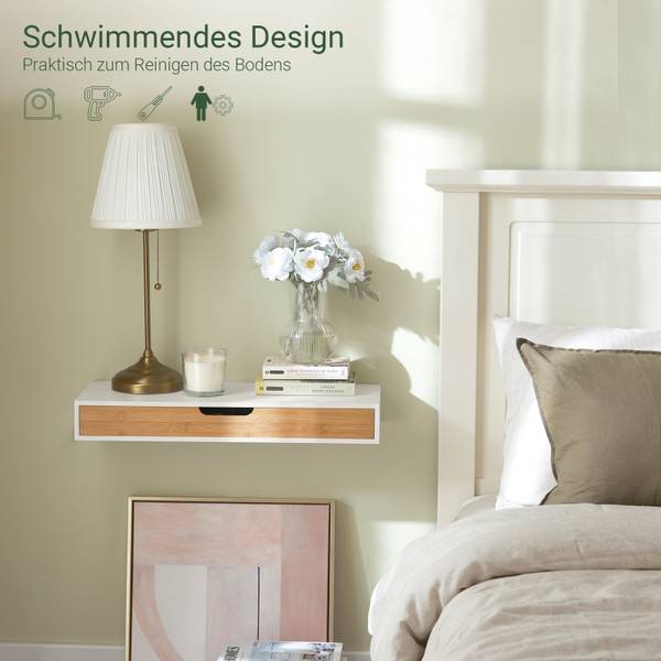 Schweberegal FRG93-WN Braun - Holzwerkstoff - 60 x 8 x 25 cm