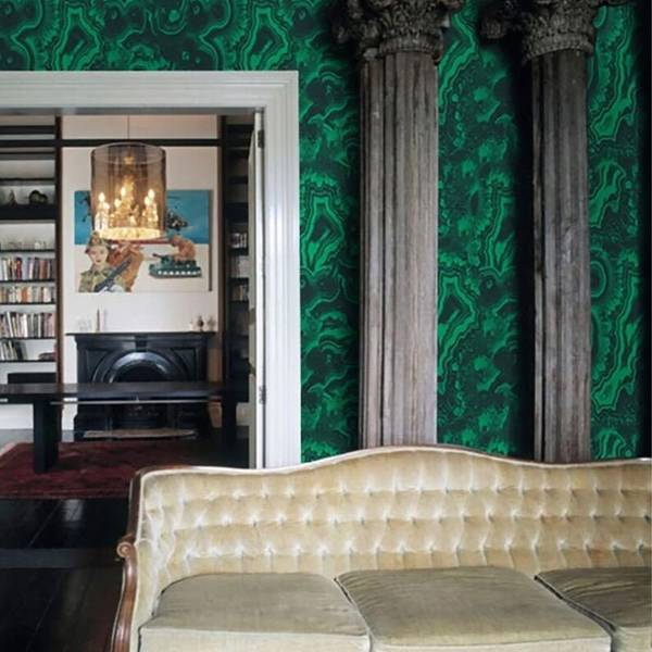 Behang Malachiet groen - papier - 200 x 250 x 1 cm