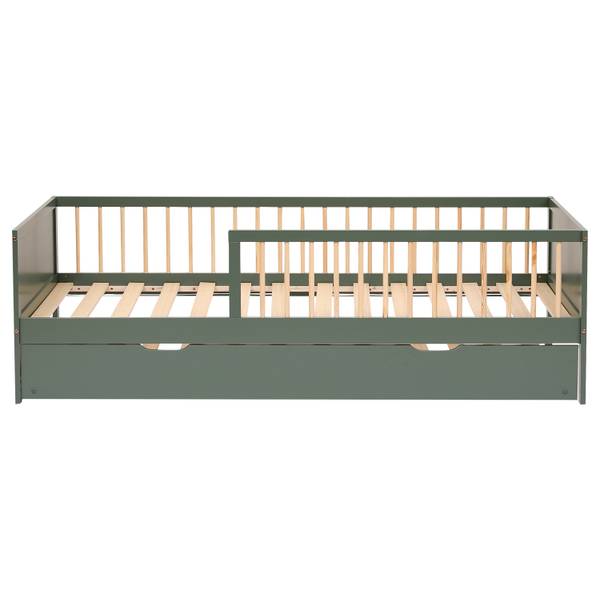 Bett ADAM Grün - Massivholz - 96 x 60 x 195 cm