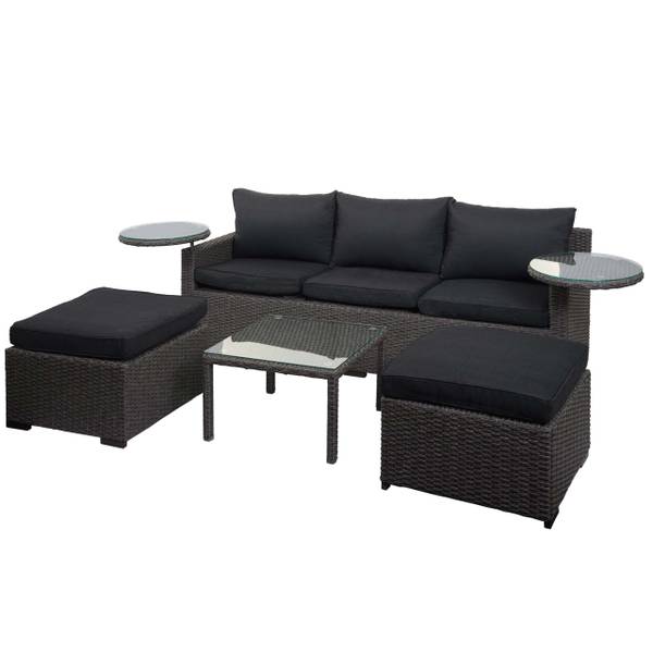 Polyrotan set J38 (4-delig) grijs - polyester - staal - polyethyleen - 172 x 65 x 59 cm