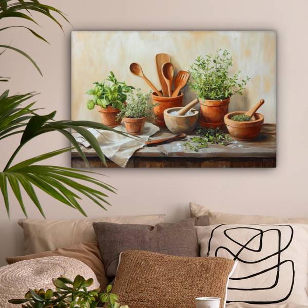 TABLEAU SUR TOILE Pots Coton - 60 x 40 x 2 cm