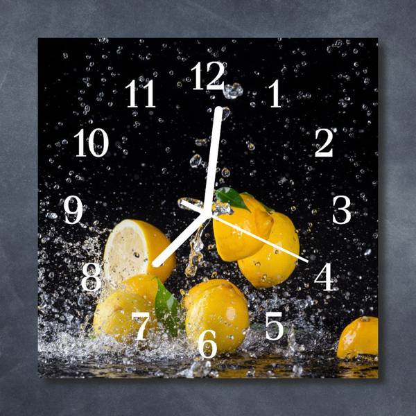 Wanduhr Zitronen gelb Gelb - Glas - 30 x 30 x 1 cm