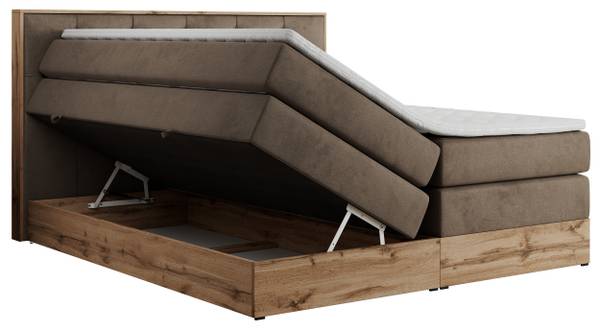 Boxspringbett VENETO KING Braun - Eiche Dekor - Breite: 208 cm - H3 - Textil