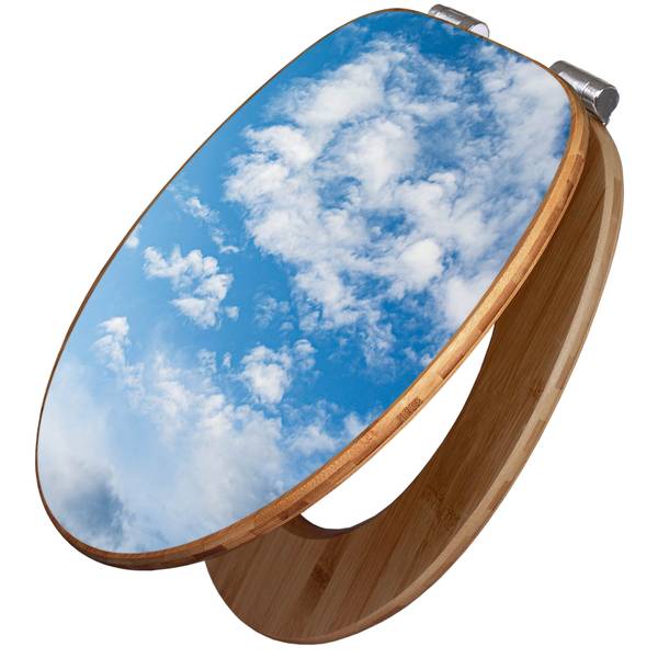WC-Sitz mit Absenkautomatik Wolken 1 Blau - Bambus - Holzwerkstoff - 38 x 5 x 49 cm