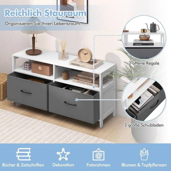 Kommode VL32302IT Grau - Holzwerkstoff - 30 x 53 x 100 cm