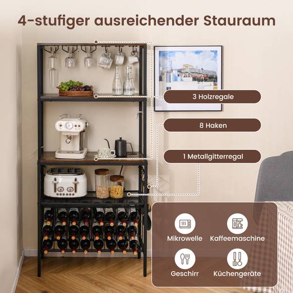 Weinregal VH34768PQ-ORDE Schwarz - Metall - 33 x 165 x 75 cm