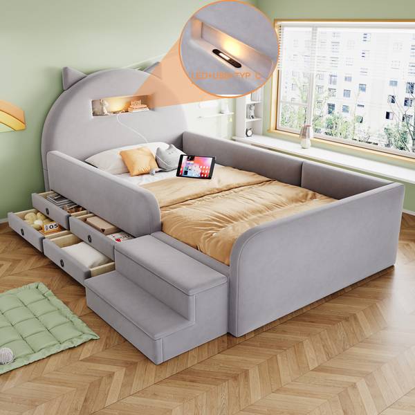 Einzelbett K-2251 Hellgrau