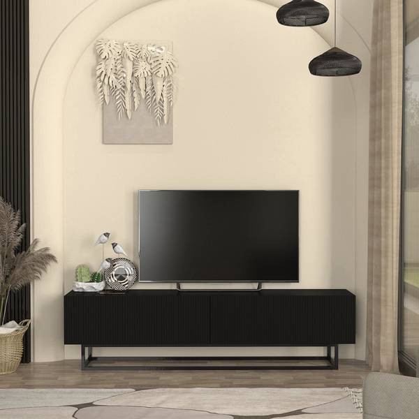 TV-Lowboard Verpsboga II Schwarz - Breite: 180 cm