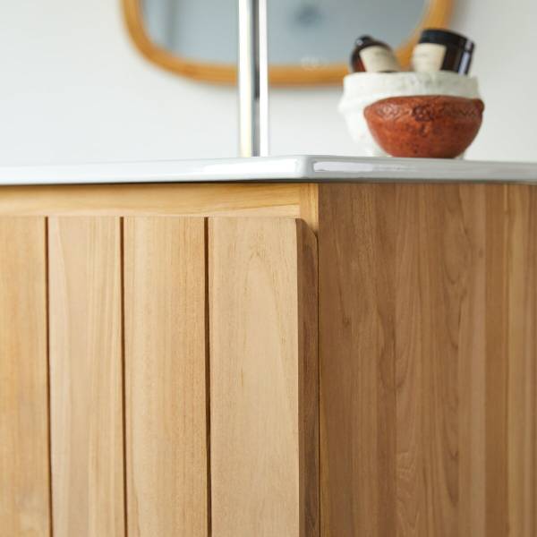 Badezimmermöbel Jill Beige - Teakholz - 82 x 90 x 47 cm