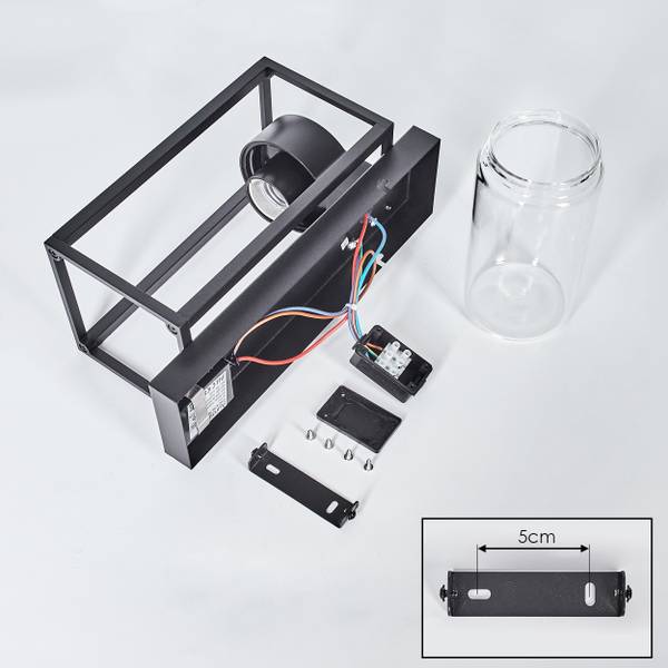 Außenwandleuchte Laterza Schwarz - Durchsichtig